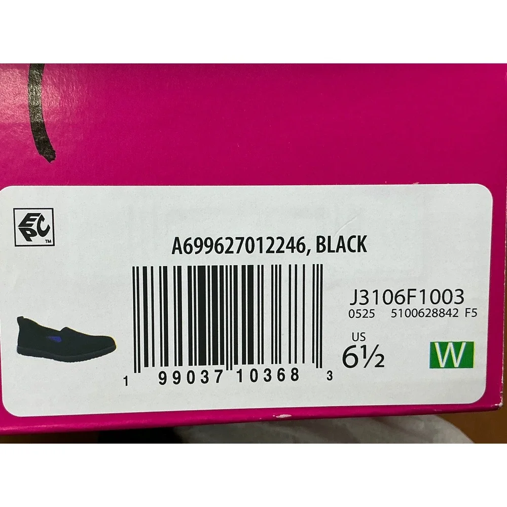 Ryka Effort Slip On Sneakers Womens 6.5W Black New Ribbed Knit Comfort Shoes‎